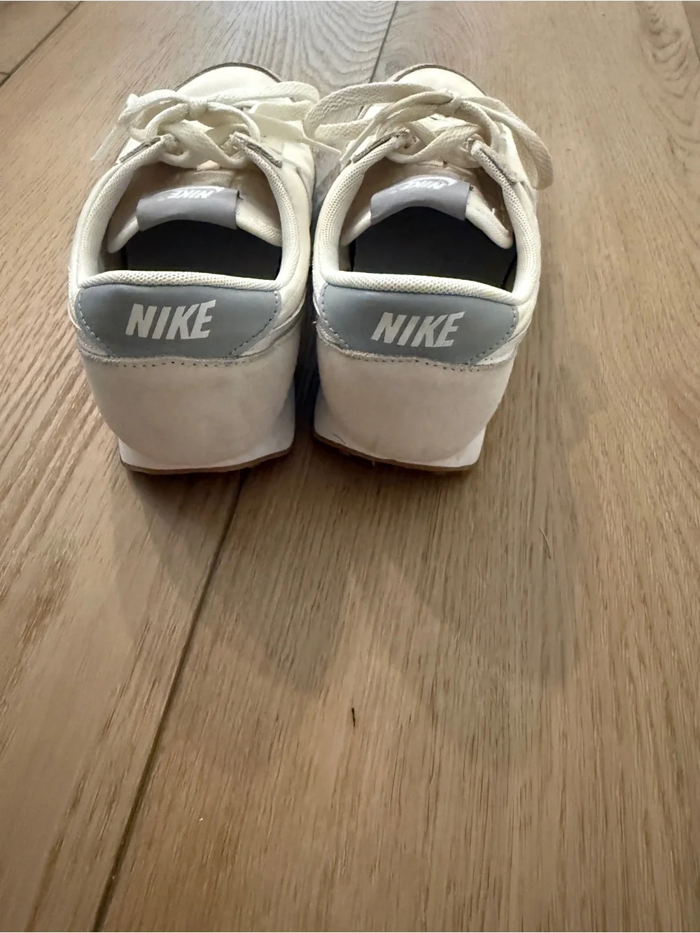 Nike Off-White and Light Gray Retro Runner Sneakers